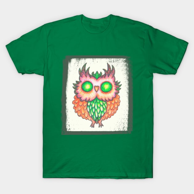 Trippin' owl, owl drawing T-Shirt by LollysLane